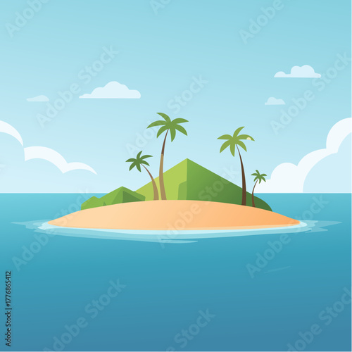 Deserted island in the middle of the ocean