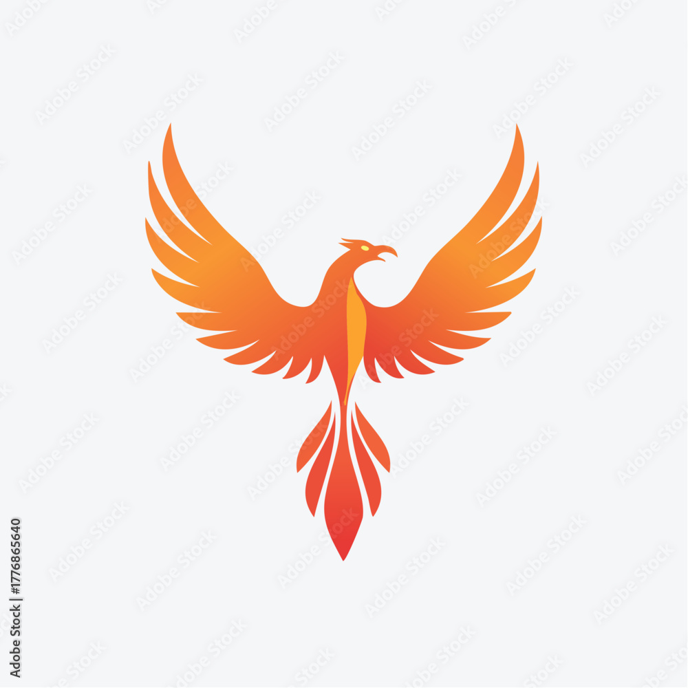 Obraz premium Fiery phoenix in orange and red bird