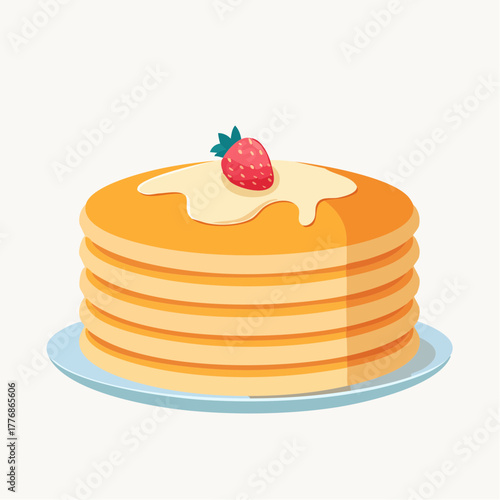 Stack of pancakes - flapjacks with berry topping for breakfast