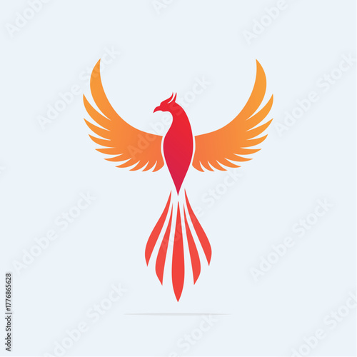 Fiery phoenix in orange and red bird