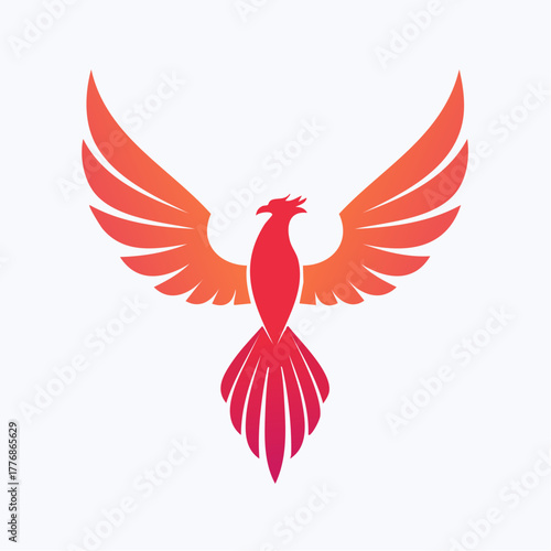 Fiery phoenix in orange and red bird