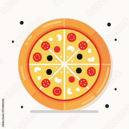 Pizza with toppings, cheese and crust for restaurant