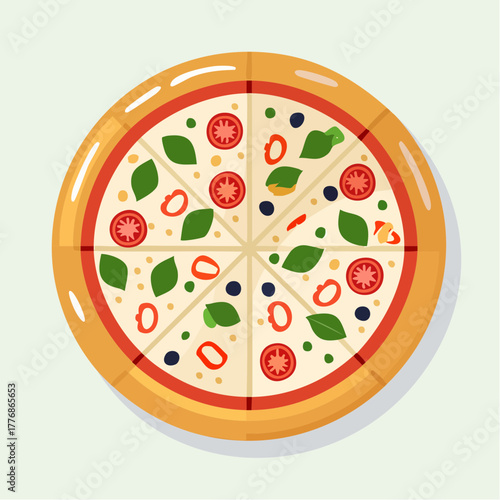 Pizza with toppings, cheese and crust for restaurant