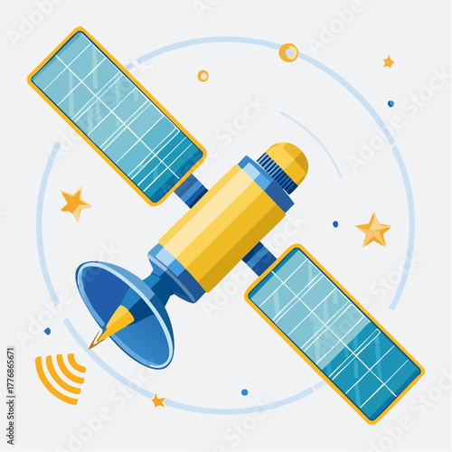 Satellite for communications in space with wireless signals transmitted and received