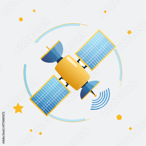 Satellite for communications in space with wireless signals transmitted and received