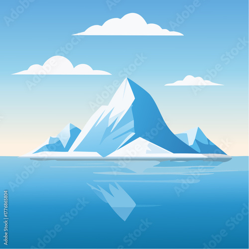 Glacier in the ocean - arctic and antarctica scene - vector