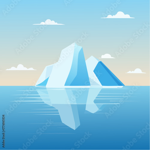 Glacier in the ocean - arctic and antarctica scene - vector