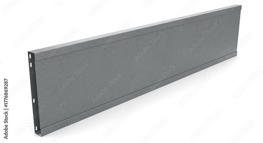 Fototapeta premium Isolated gray metallic panel with mounting holes for industrial applications