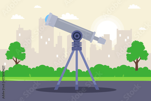 spyglass to look at the stars. flat illustration.