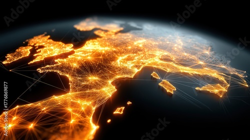 Europe Network Globe - Tech, Data, Communications [61 chars], Technology, Business, Abstract