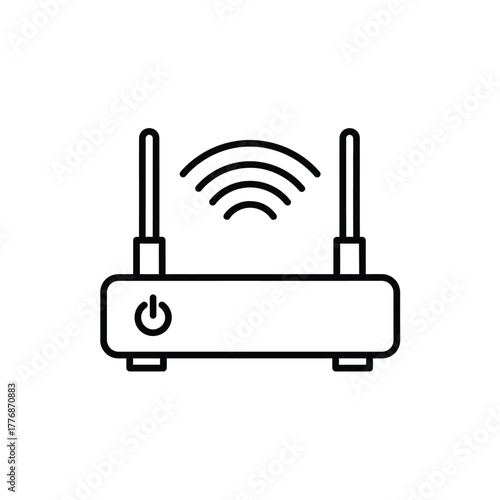 Wireless Router Icon Vector Outline Design Connection Technology