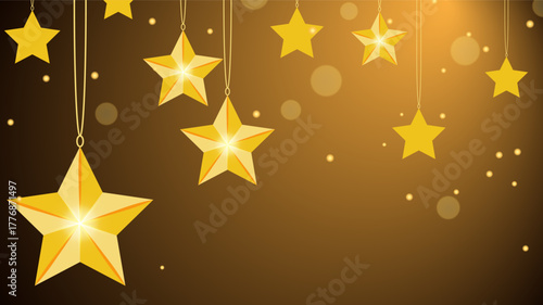 Golden background with hanging stars