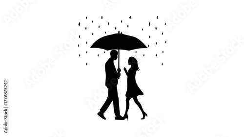 silhouette of a woman men with umbrella