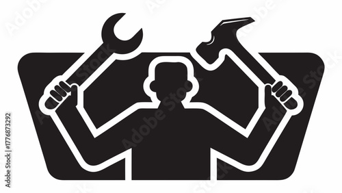 silhouette of a man holding a hammer