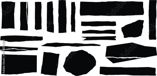 Abstract black shapes set Hand drawn design elements for artistic compositions and unique backgrounds