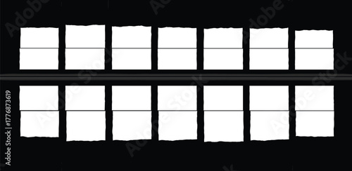 Abstract geometric pattern of twenty identical squares arranged in two rows against a dark background