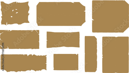 Old Paper Pieces Distressed Brown Labels and Vintage Textured Shapes