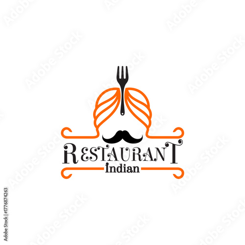 simple indian restaurant and for element, face man logo design vector with flat style