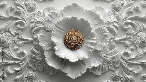 Luxury floral relief with detailed texture high resolution picture