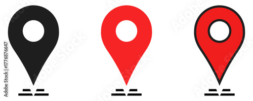 location map pointer icon, place pin marker sign - red gps map pointers in flat style, destination symbols. location pin line icon, Navigation sign