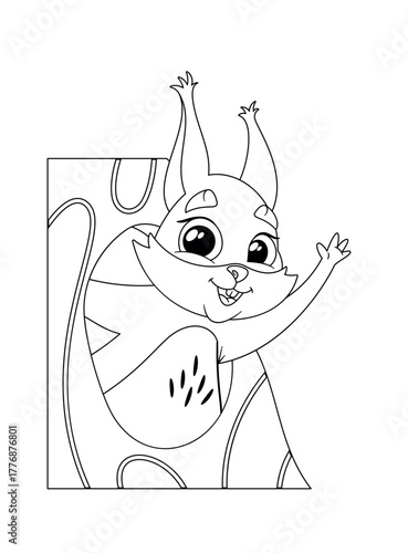 Black-and-white squirrel peeking out hollow