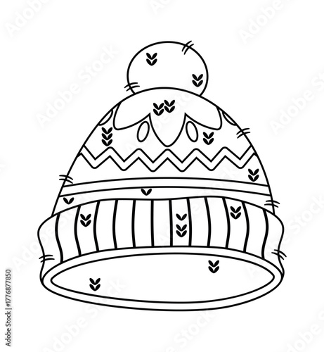 Knitted winter hat black-and-white headdress