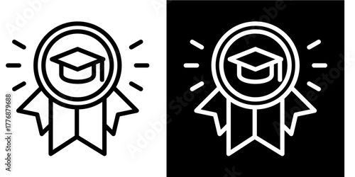 Training Badge  Icon Set White Style Collection
