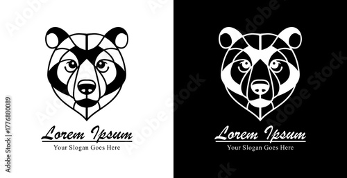 Bear head logo design with modern semi-line art style