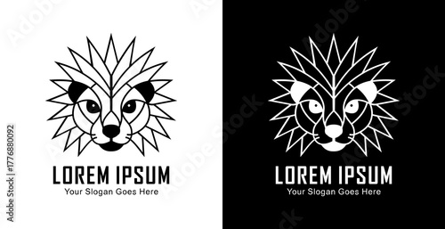 Hedgehog head logo design with modern semi-line art style