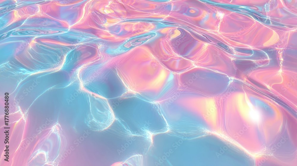 Obraz premium Glowing pastel colors dance across the waters surface creating a serene and dreamy atmosphere.