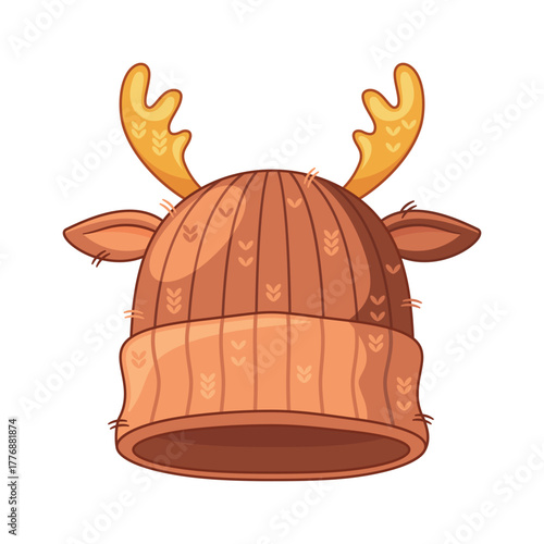 Woolen winter hat reindeer shape