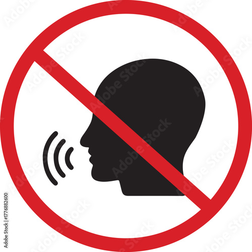 Symbol of silence, keep quiet and no talking sign