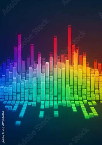 Digital equalizer visualization with vibrant spectrum bars rendering style