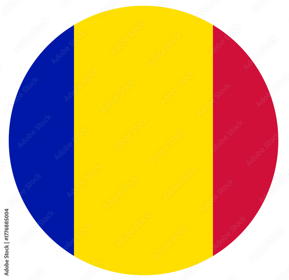 Fototapeta premium Civil flag of Andorra isolated in circle shape with indents.