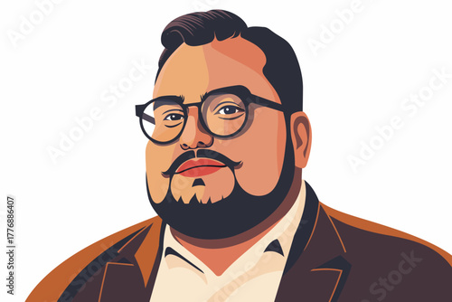 Business headshot of overweight man isolated illustration