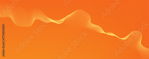 Vector abstract background with dynamic orange waves, lines and particles. Eps10