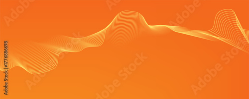 Vector abstract background with dynamic orange waves, lines and particles. Eps10