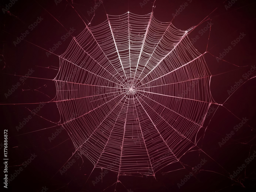 Obraz premium glowing spiderweb with thick silk strands and large web sections