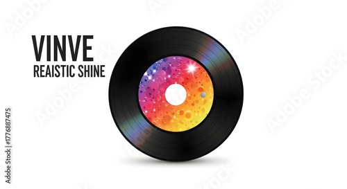 Vintage Vinyl Fantasy: A classic vinyl record, its surface shimmering with a vibrant, celestial galaxy, evokes a sense of nostalgia and artistic inspiration.