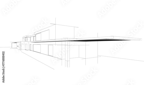 House sketch architectural 3d rendering