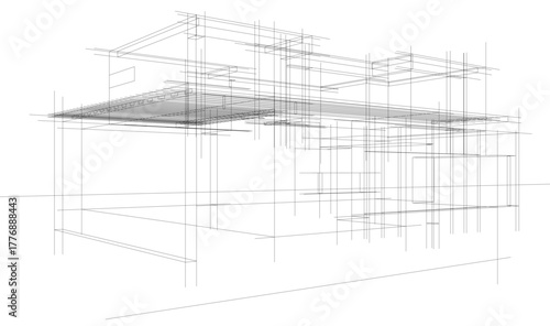 House sketch architectural 3d rendering