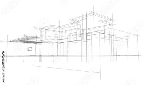 House sketch architectural 3d rendering