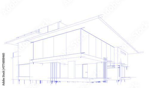 House sketch architectural 3d rendering