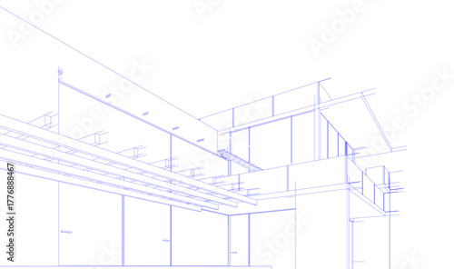 House sketch architectural 3d rendering