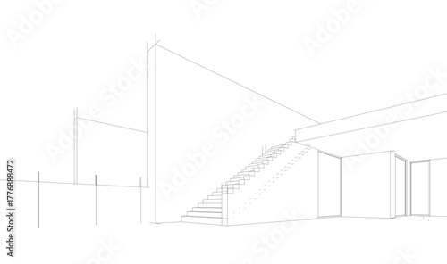 House sketch architectural 3d rendering