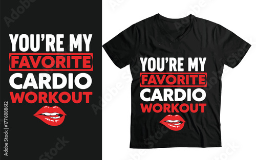 Funny Workout Couple, Romantic Fitness and Kissing Graphic"