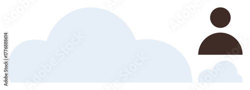 Large cloud with user profile icon representing cloud computing, user access, and online connection. Ideal for technology, data sharing, digital workspace, network, communication, storage simple
