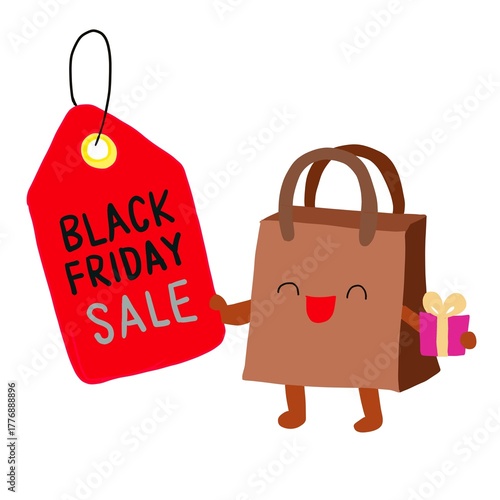 ブラックフライデーのセールアイコンやショッピング袋