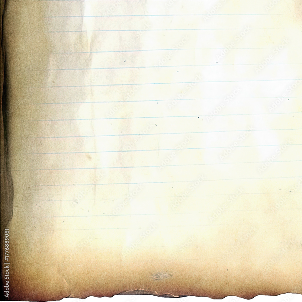 Fototapeta premium Vintage lined notebook paper background with soft texture. Old grunge paper sheet with faded lines and retro tone. Textured antique notebook page background