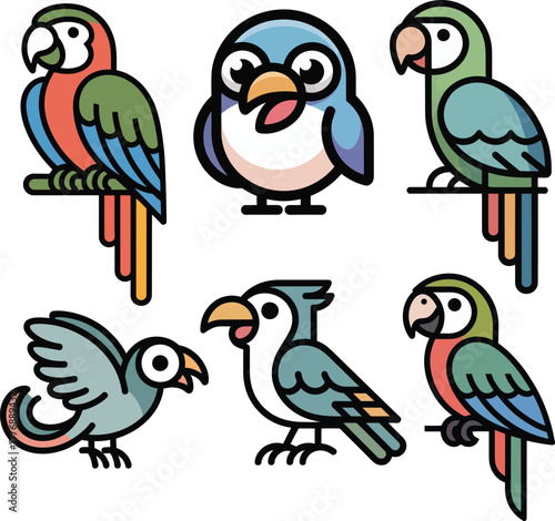 Cotorro colorful parrots perched together showing tropical bird beauty